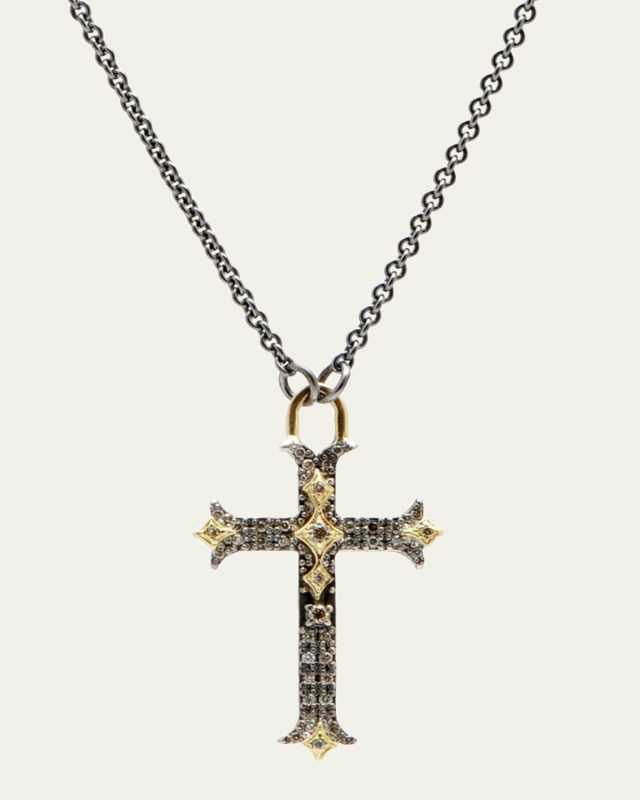 Old World Diamond Small Cross Pendant Necklace